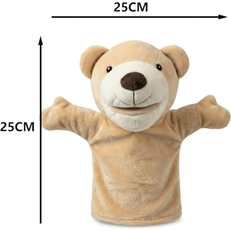 LOMTRATS Handpuppen-Set für Kinder, 5 bewegliche Tierpuppen (Wolf, Tiger, Löwe, Affe) zur Förderung von Kreativität und Kommunikation, ca. 25 cm, Plüschmaterial – Bild 5