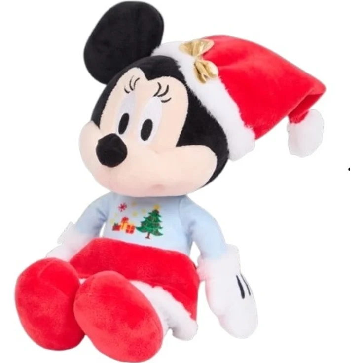 Simba Toys Disney Minnie Mouse Weihnachtsplüschfigur, 35 cm, rot mit Weihnachtsmütze und detailreicher Verarbeitung