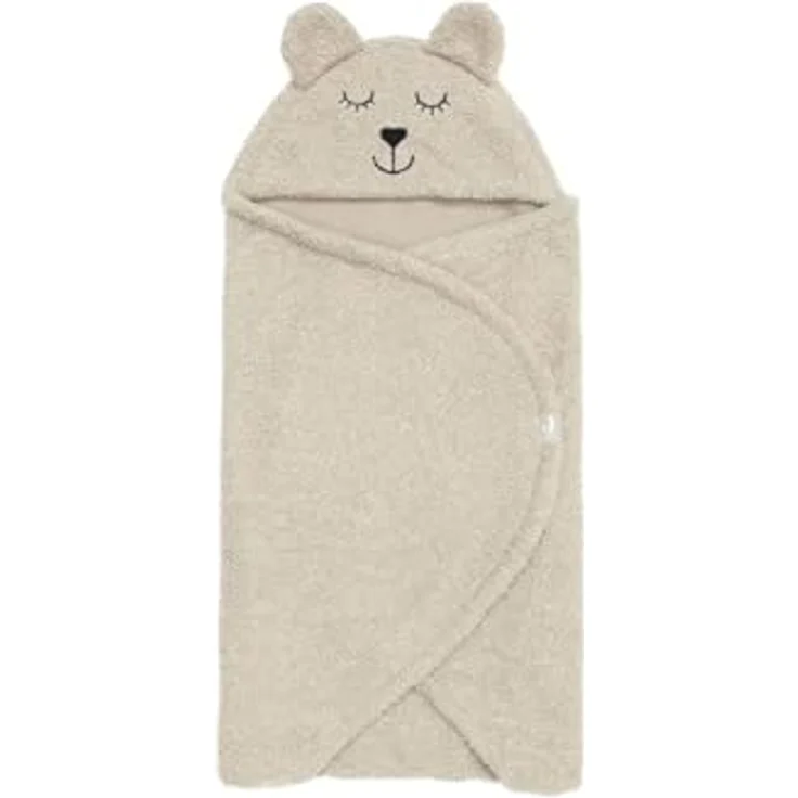 Jollein Einschlagdecke Puckdecke für Babyschale, flauschige Felloptik, 100 cm, Bär Design - Grau – Bild 4