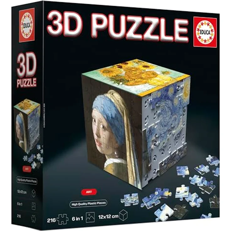Educa 3D Puzzle Kunst, Puzzle-Würfel mit 216 Teilen, inkl. 6 Puzzles mit 36 Teilen, ab 6 Jahren – Bild 5
