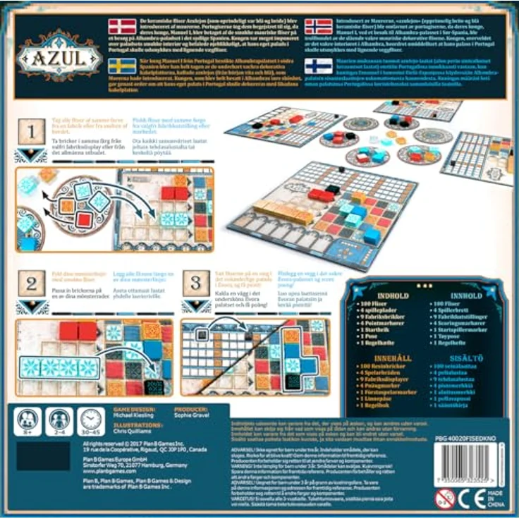 Enigma Azul Duel (Nordic), strategisches Brettspiel für 2 Spieler mit eleganter Fliesenanordnung und Tag-Nacht-Thematik – Bild 4