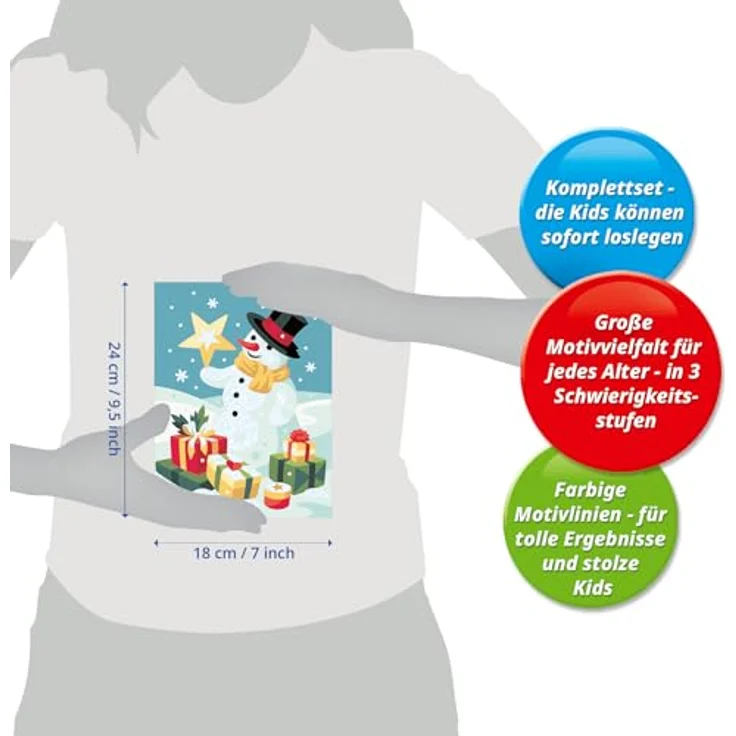 Ravensburger Malen nach Zahlen CreArt, Bezaubernder Schneemann mit farbigen Motivlinien – Bild 6