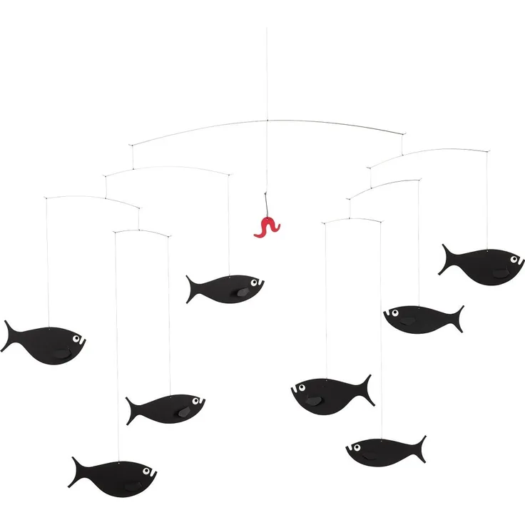 Flensted Mobiles, Babymobile, Fischschwarm Mobile mit Geschenkbox