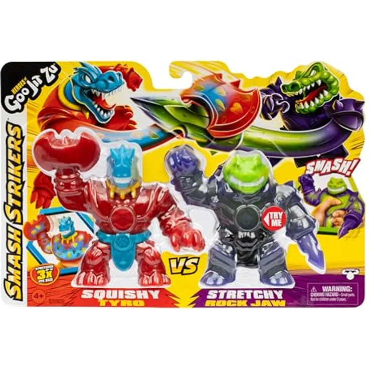 Heroes of Goo Jit Zu Heroes og GOO JIT Zu Versus Pack - Tyro vs. Rockjaw - Stretch Toy für Kinder ab 4 Jahren, dehnbar und flexibel mit einzigartigen Füllungen – Bild 2