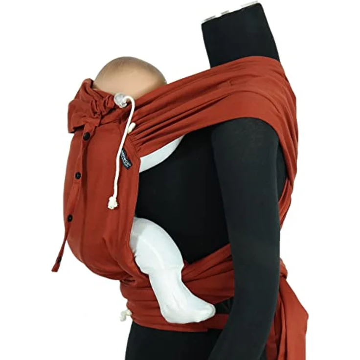 Didymos DidyKlick 4u, Babytrage Half-Buckle in Rusty Red, ergonomische Tragehilfe mit verstellbarem Bauchgurt und Kopfstütze, aus kbA-Baumwolle – Bild 2
