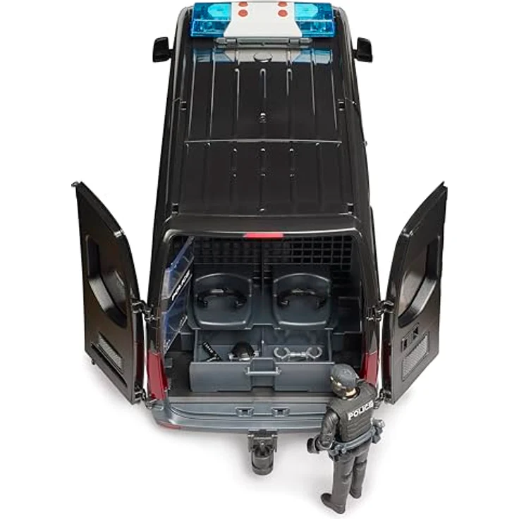 Bruder MB Sprinter Police Special Forces, Spielzeugauto mit abgetrennter Zelle und Polizist, detailgetreue Nachbildung – Bild 5