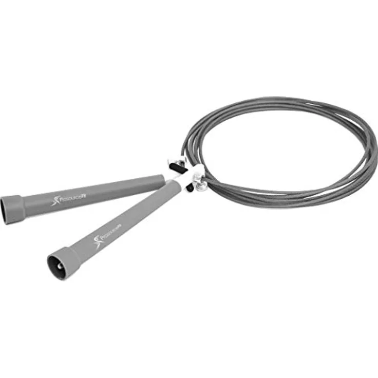 ProSource Speed Springseil 25,4 cm Länge verstellbar, Griffe Kunststoff, schnell Drehen für Cardio, Boxen, grau, 10-Feet
