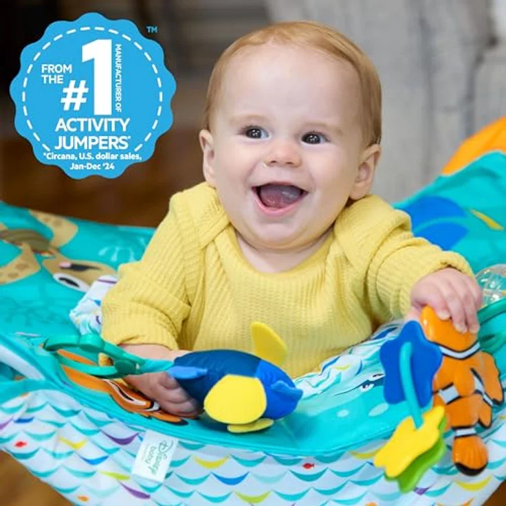 Bright Starts Disney Baby Findet Nemo Jumperoo, Tragbares Aktivitätscenter mit Sonnendach, verstellbar für 6-12 Monate – Bild 4