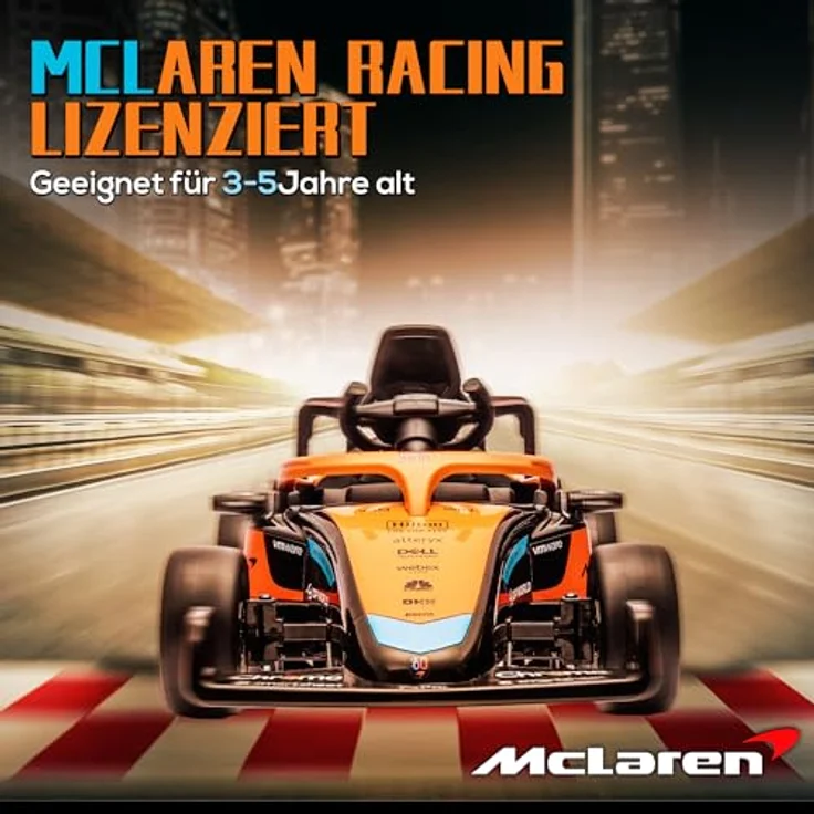 AIYAPLAY Elektro-Kinderauto 12V Kinderfahrzeug mit 2,4G-Fernbedienung, Orange, für 3-5 Jahre Kinder, offiziell lizenziert von McLaren, Dualmotoren, Hupe, USB, Musikfunktion – Bild 4