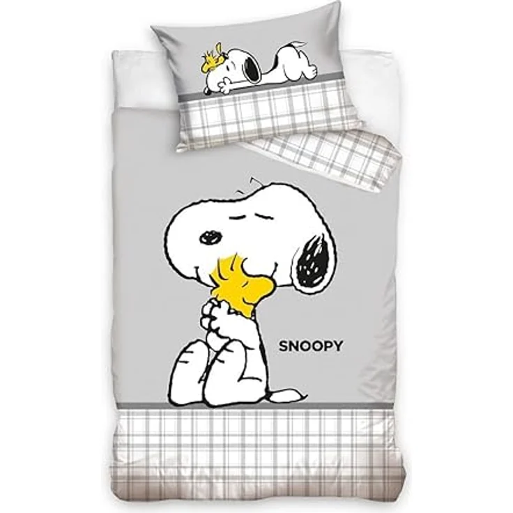 Carbotex Snoopy Peanuts Babybettwäsche 100x135 cm, 100% Baumwolle mit Reißverschluss, waschbar bis 60°C – Bild 1