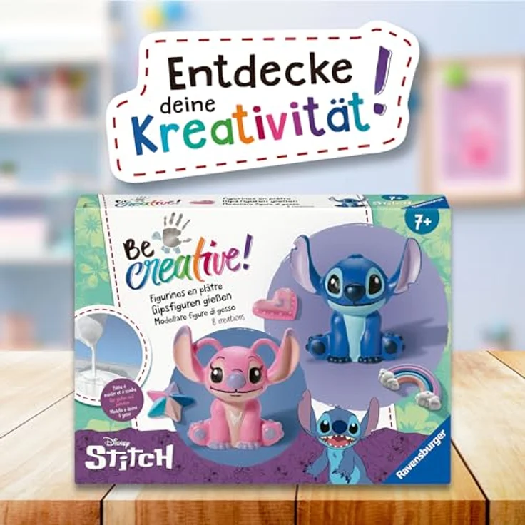 Ravensburger BeCreative Kreativset, Bastelset Gipsgießen Disney Stitch und Angel mit 3D-Gipsfiguren und Dekoteilen – Bild 5