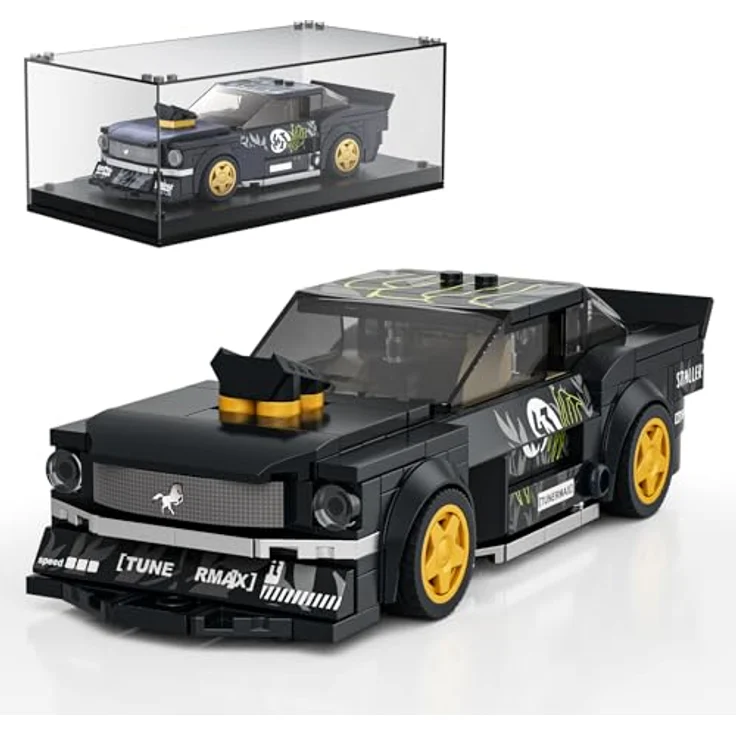 Mould King 27024 Speed Champion Rennwagen Bausteine, Sportwagen Modellauto mit Acryl-Vitrine, 408 Teile – Bild 1