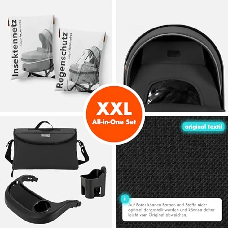 Daliya FLEXI-PRO M 2in1 Kombikinderwagen, klappbar mit Liegefunktion, höhenverstellbar, Dunkelgrau Leinen, für Neugeborene & Kleinkinder, mit großem Einkaufskorb – Bild 3
