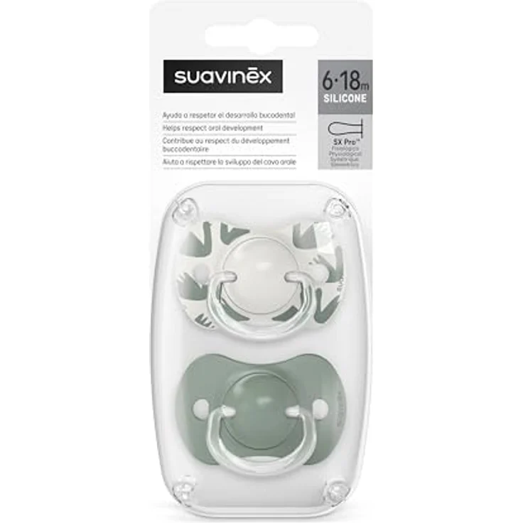 Suavinex Walk 6-18 m Schnuller Green 2 St. - fördert gesunde Zahn- und Gaumenentwicklung, symmetrische Form für freies Atmen – Bild 4