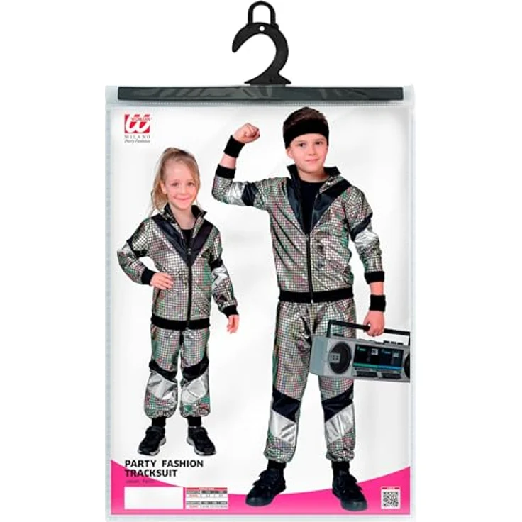 Widmann 80er Jahre Holo Trainingsanzug, Oberteil und Hose für Fasnacht und Partys, Größe 128 – Bild 5