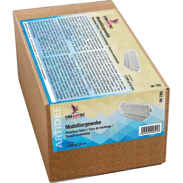 CREARTEC Modelliermasse 56785, Gipsbinden Artex Modelliergewebe Weiß - 2kg - Made in Germany, für Masken, Abdrücke und mehr – Bild 1