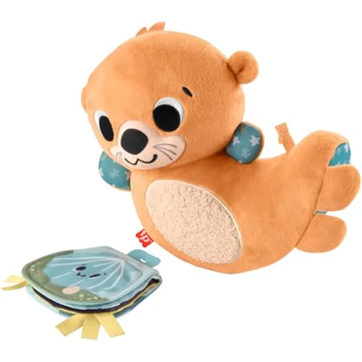 Fisher-Price Sensorik-Plüschspielzeug für Babys, Wippender 2-in-1-Otter mit Spielbuch, HXG96