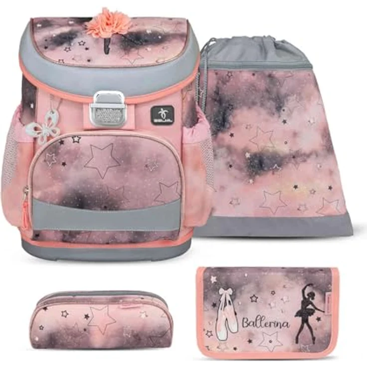 Belmil Mini-Fit Schulranzen Set 4-teilig (405-33/AG/S) (Rose Ballet), leicht und ergonomisch für Grundschüler der 1. - 2. Klasse – Bild 1
