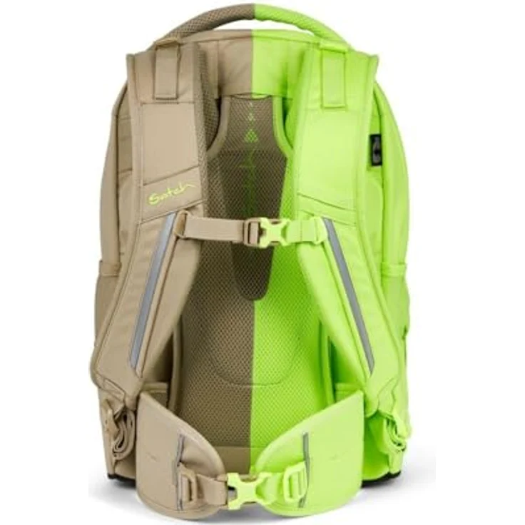 Satch Schulrucksack Pack (3tlg., inkl. Schlamperbox und Sportbeutel) Lime/Neon/Beige, Ergonomischer Schulrucksack mit 30 Liter Fassungsvermögen – Bild 6