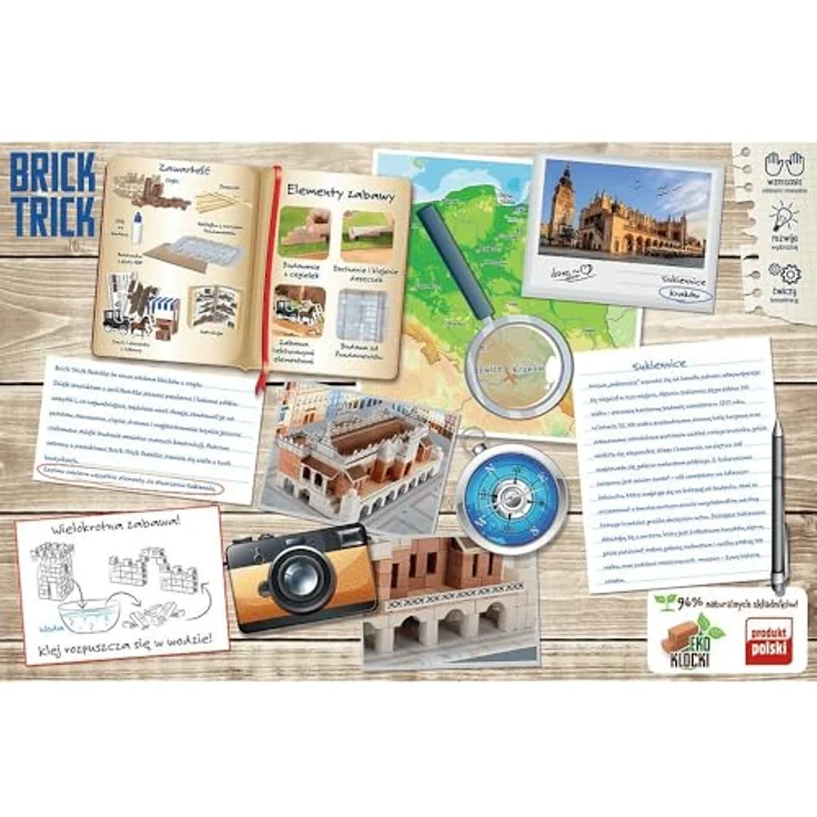 Brick Trick Brick Trick Trefl Reisen, BAU Mit Ziegel - Krakauer, 100% Naturziegel, EKO Klemmbausteine, über 450 Teile für kreatives Bauen – Bild 2