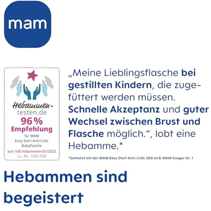 MAM Babyflasche Easy Start Baby Weithalsflasche mit SkinSoft Trinksauger, Antikolik, Mint/Creme/Rosa, 160/260ml, auslaufsicher, Weithalsformat – Bild 9