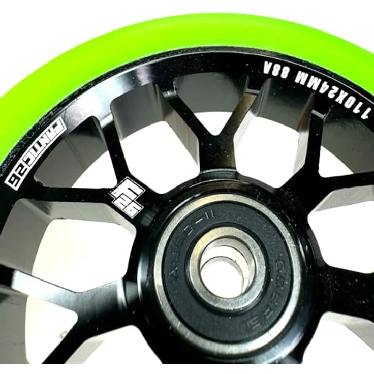 Fantic26 Spy7 Stunt-Scooter Rolle 110mm Abec11 Schwarz/PU Grün, Stunt-Scooter Rolle aus Aluminium 6061, CNC gefräst, ABEC-11 Kugellager – Bild 3