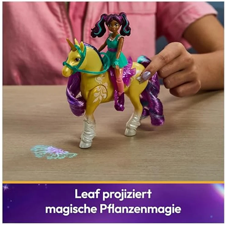 Spin Master Anziehpuppe Unicorn Academy - Ava & Einhorn Leaf mit echter Mähne, Leuchteffekt und 7 Gelenkpunkten – Bild 4