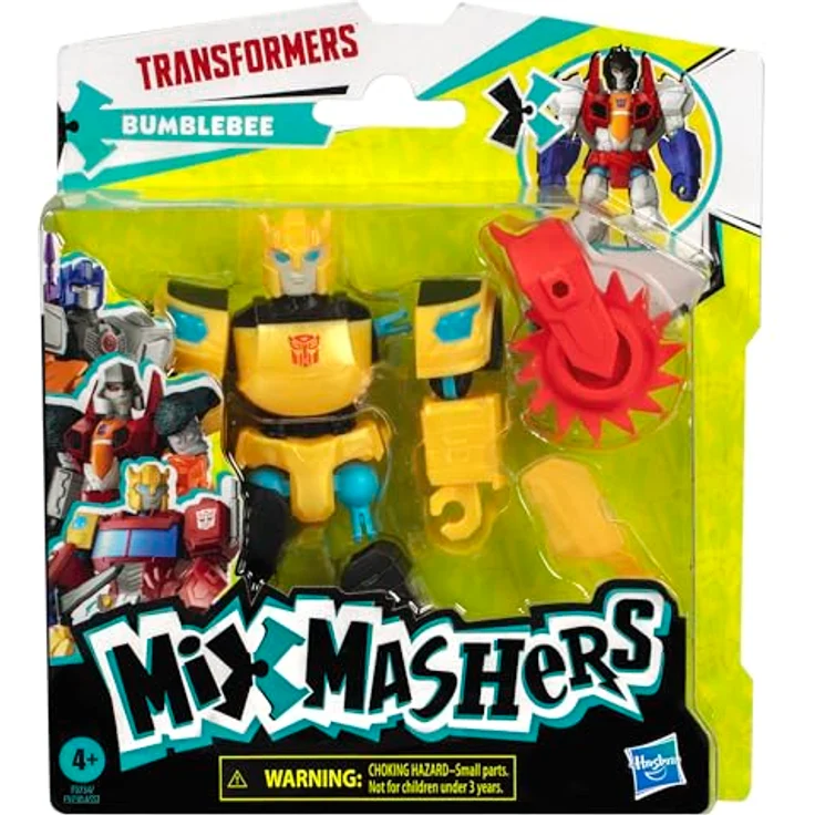 Transformers MixMashers Bumblebee, individuell kombinierbare Action-Figur mit Starscream Sägeblatt und Flügel-Zubehör – Bild 2