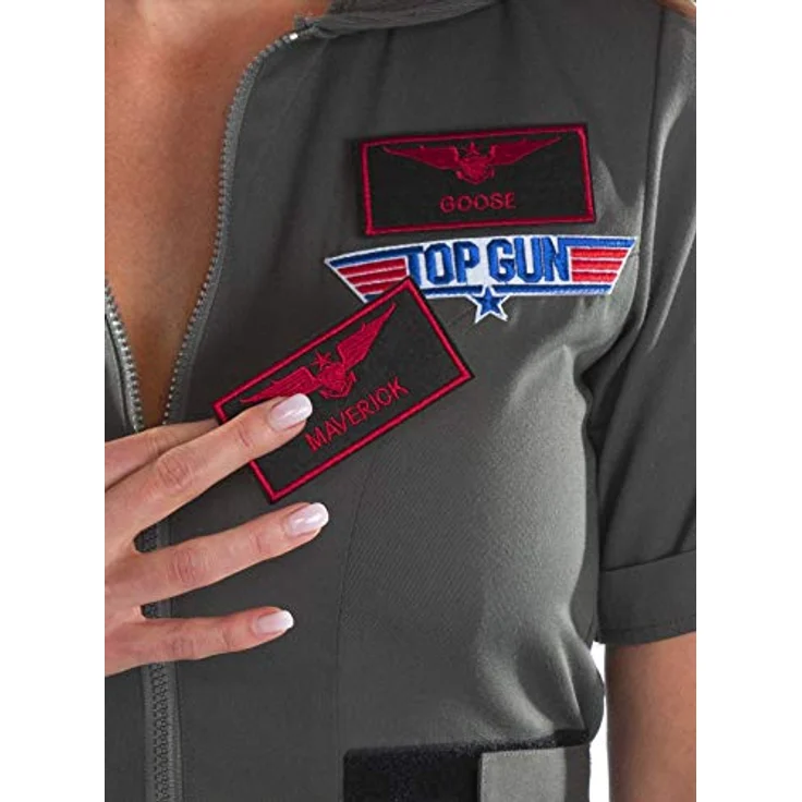 Metamorph Top Gun: Pilotin Kleid, figurbetont mit Front-Zipper und Original-Aufnähern, Größe L – Bild 7