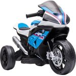 HOMCOM Elektro-Kindermotorrad Kindermotorrad, Elektromotorrad, Karbonoptik, 3 Musikmodi, inkl. Akku und Ladegerät, Blau