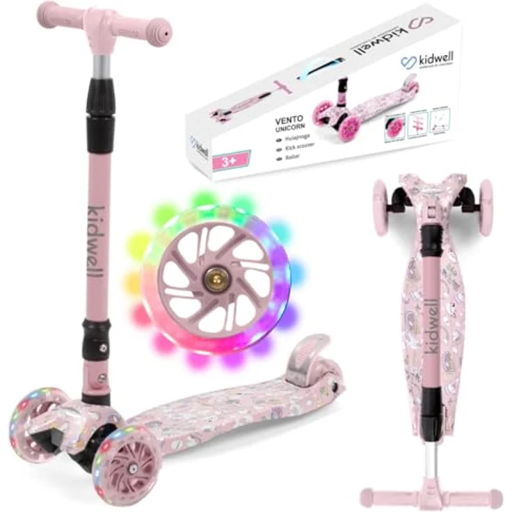 COIL Kinderroller, Dreiradscooter, Tretroller, Dreirad-Balance-Roller, Cityroller, VENTO, ABEC-7-Lager, 3-stufige Lenkradverstellung, LED-Räder, Unicorn – Bild 1
