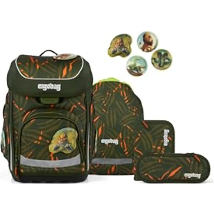 ergobag cubo Set, ergonomischer Schulranzen 5-teilig für 1. Klasse, inklusive Sportbeutel und gefülltem Federmäppchen, individualisierbar, in bunten Farben – Bild 1