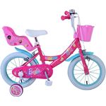 Volare Kinderfahrrad 14 Zoll Barbie 31480-DR, Korb, Stützräder, Kettenschutz, Schutzbleche, Puppensitz, Klingel