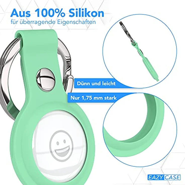 EAZY CASE Schlüsselanhänger Anhänger kompatibel mit Apple AirTag, Schutzhülle Airtags Hülle mit Silikon Schlaufe Tracker Case Grün – Bild 3