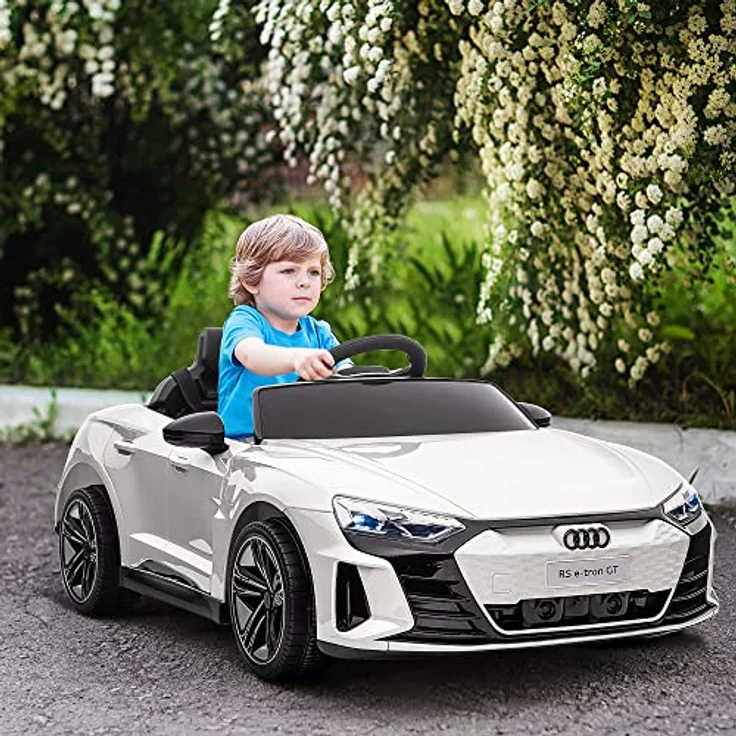 HOMCOM Elektro-Kinderauto mit Fernbedienung, Kinderfahrzeug mit Sicherheitsgurt, Belastbarkeit 25 kg, WeiГџ – Bild 2