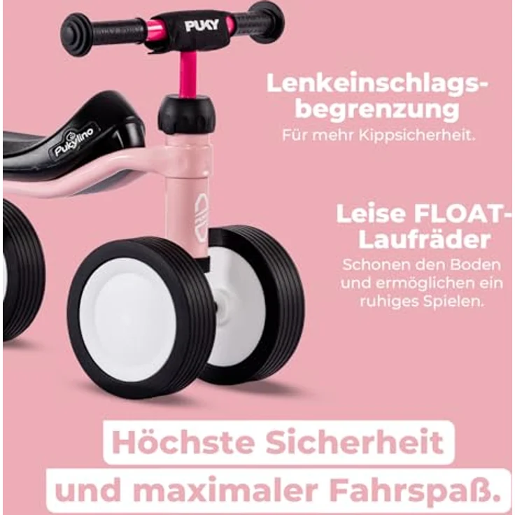 PUKY PUKYLINO Retro Rose, Indoor-Rutschfahrzeug für Kinder ab 1 Jahr, ergonomischer Sitz, Sicherheitslenkergriffe, Pulverbeschichtung, Float-Laufräder – Bild 5