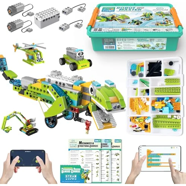 makerzoid Roboter Master Coding Kit, APP-gesteuertes Roboter Spielzeug mit 600+ Bausteinen, 200+ Robotermodellen, 47 Kursen zur Robotik, Grafikprogrammierung und Aufbewahrungsbox – Bild 1