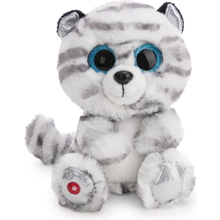 NICI Kuscheltier GLUBSCHIS Tiger Albella 15cm, weiß-grau getigert, superweiches Plüsch mit Glitzeraugen, ideales Geschenk für Kinder und Erwachsene – Bild 3