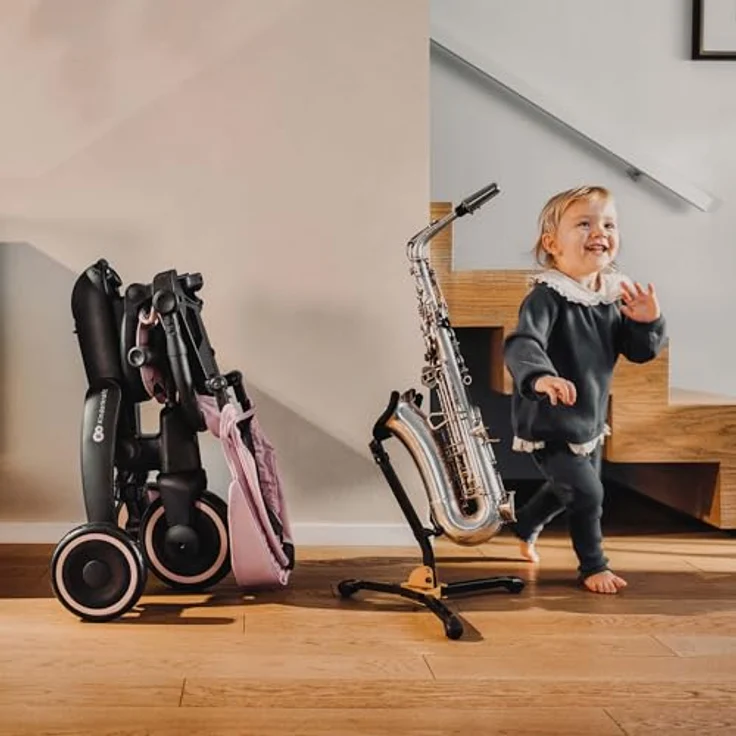 Kinderkraft Jazz 3, faltbares Dreirad mit 360° drehbarem Sitz, Halbliegeposition, UPF 50+ wasserabweisendes Verdeck, Freilauf- und Lenkermodus, Grau – Bild 2