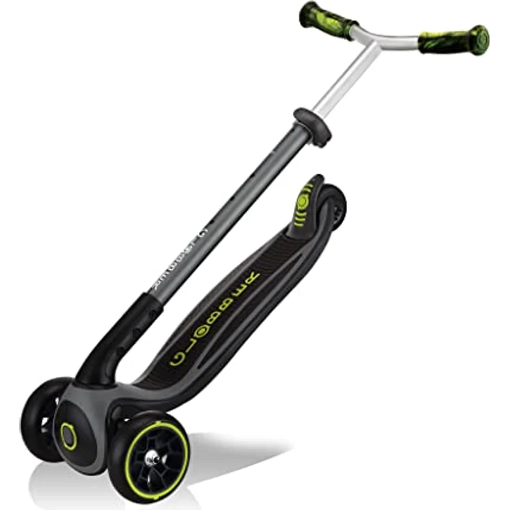 Globber Master Prime, 3-Rad-Scooter mit höhenverstellbarer Lenkstange, ergonomischen TPR-Griffen und Lenkblockiersystem, Schwarz/Neon Grün – Bild 5