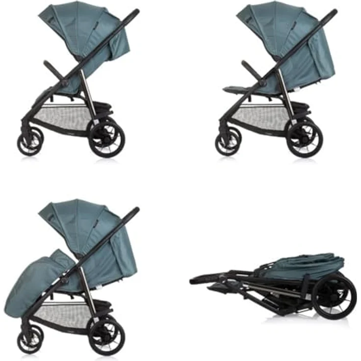 Chipolino Buggy Insta, klappbar, 3-fach verstellbare Rückenlehne, 5-Punkt-Sicherheitsgurt, Fußabdeckung, kostenloser Korb, Aluminiumrahmen, Federung, ab Geburt bis 4 Jahre, grau – Bild 4