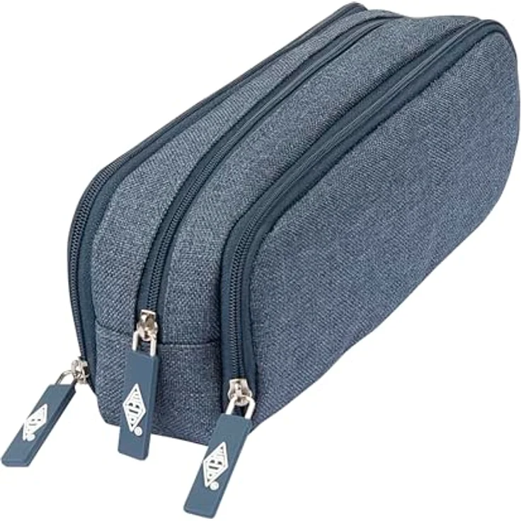 WEDO Federmäppchen Schlamperbox Denim mit 3 Fächern blau - Organisationswunder mit 7 Stiftschlaufen, 2 Kartenfächern und 2 Netzfächern – Bild 3