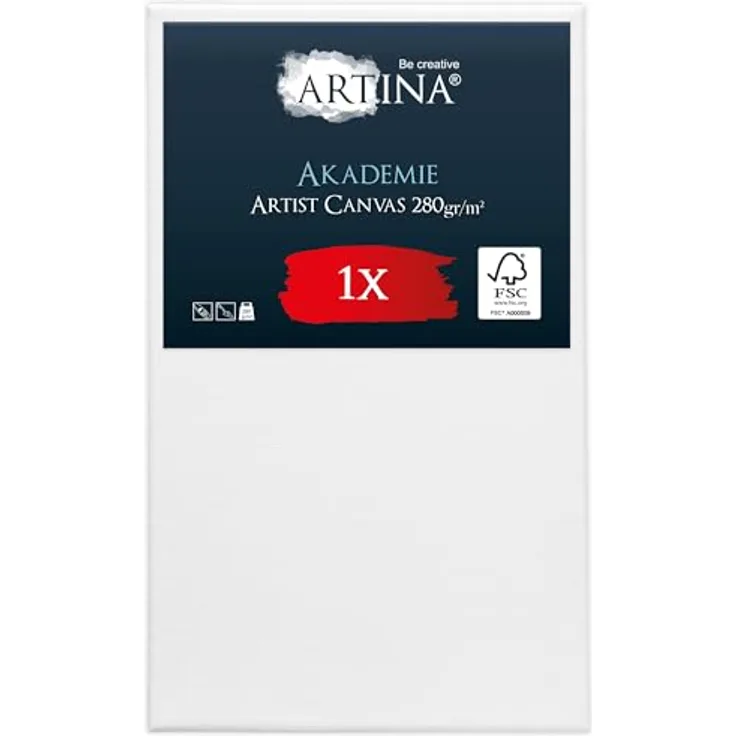 Artina Keilrahmen Leinwand 90x150 cm, bespannt mit 100% Baumwolle, weiß, für Acrylfarben, FSC® zertifiziert