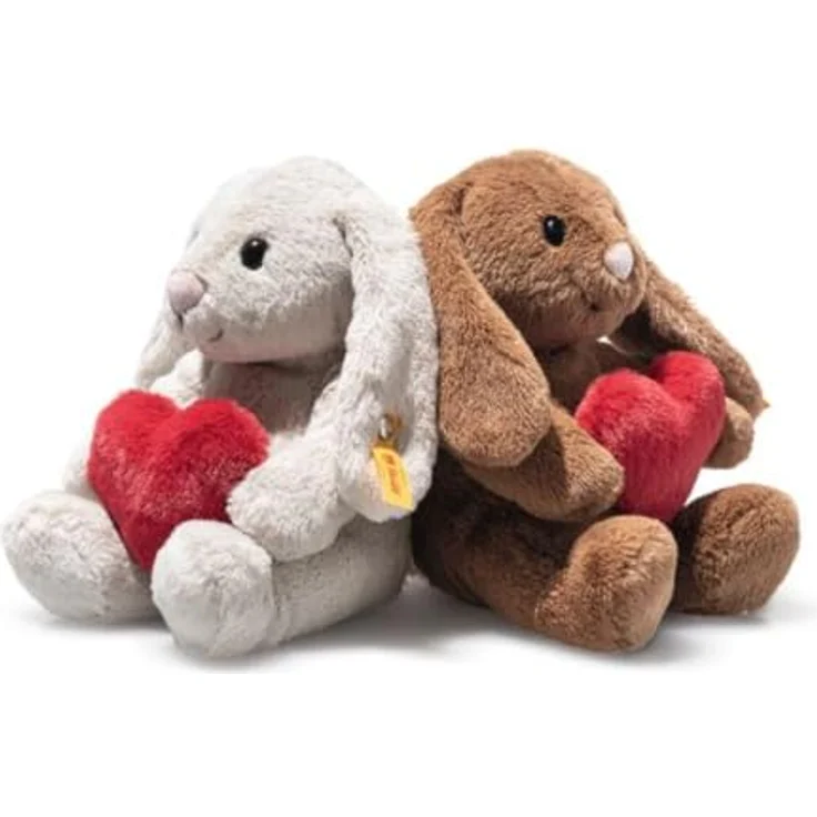 Steiff Hase Hoppie Love, grau 16 cm, kuschelweicher Plüsch mit Herz, maschinenwaschbar bis 30°C – Bild 4