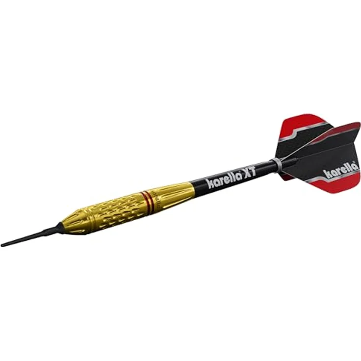 Karella Softdart Commander Gold 90% Tungsten Softdart, 18g, für elektronische Dartscheibe, 2BA Gewinde, 3 Dartpfeile mit Kunststoffspitze, Dartautomat, Wolfram, Profidart mit Flight und Shaft – Bild 2