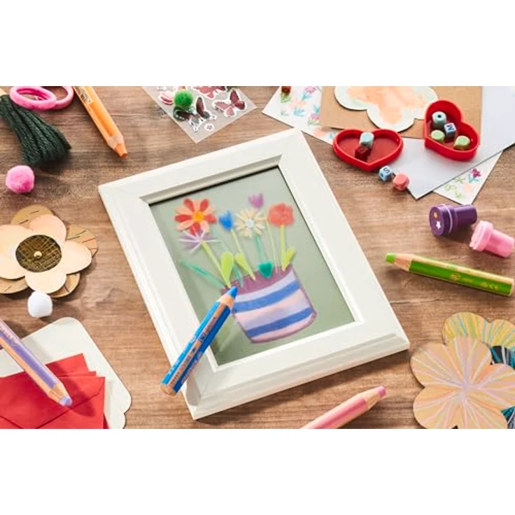 STABILO Buntstift STABILO woody 3 in 1 Buntstift - 10 mm - 6er Set, Multitalent für Buntstift, Aquarell und Wachsmalstift - dick und langlebig – Bild 7
