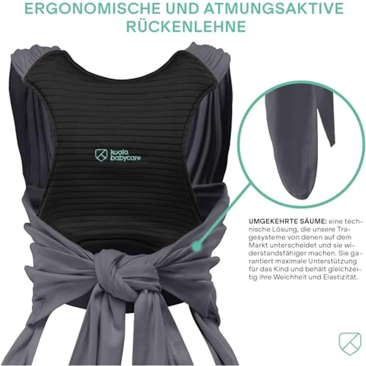 Koala Cuddle Band 2, elastisches Bauchtragetuch bis 15 kg, verstellbar und unisex, aus Bio-Baumwolle – Bild 4