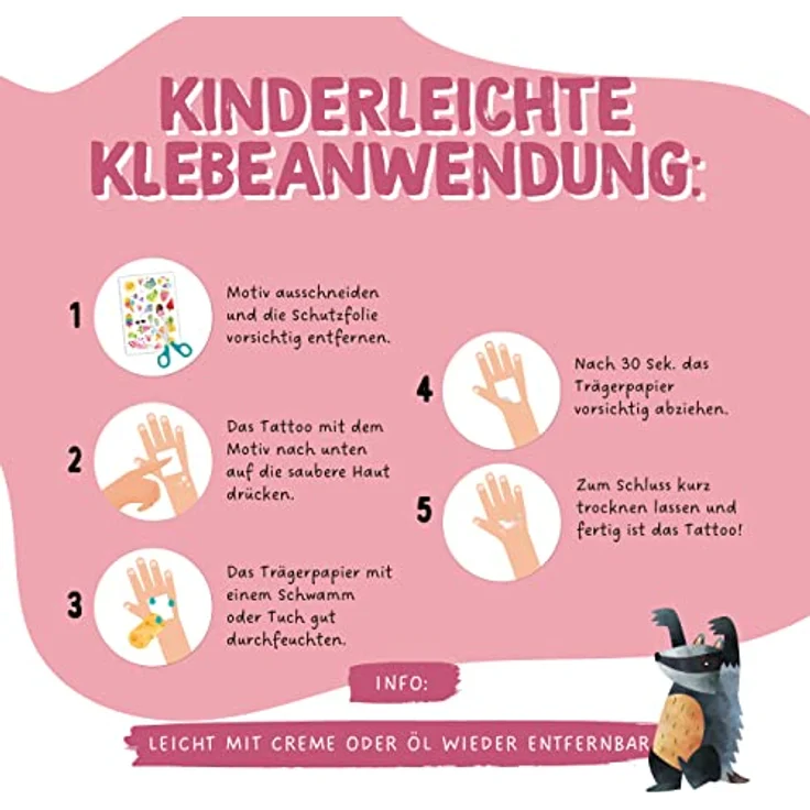 Papierdrachen 100 Metallic-Tattoos für Kinder, hautfreundliche Beach Vibes, 6 Bögen in Silber, hergestellt in Deutschland – Bild 4