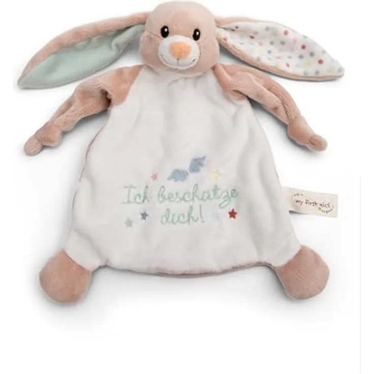 NICI Schmusetuch Hase Fjella Ich beschütze Dich 25x25cm - rosa - Kuscheltuch für Babys & Kleinkinder, Baby Kuscheltier Schnuffeltuch für Mädchen & Jungen