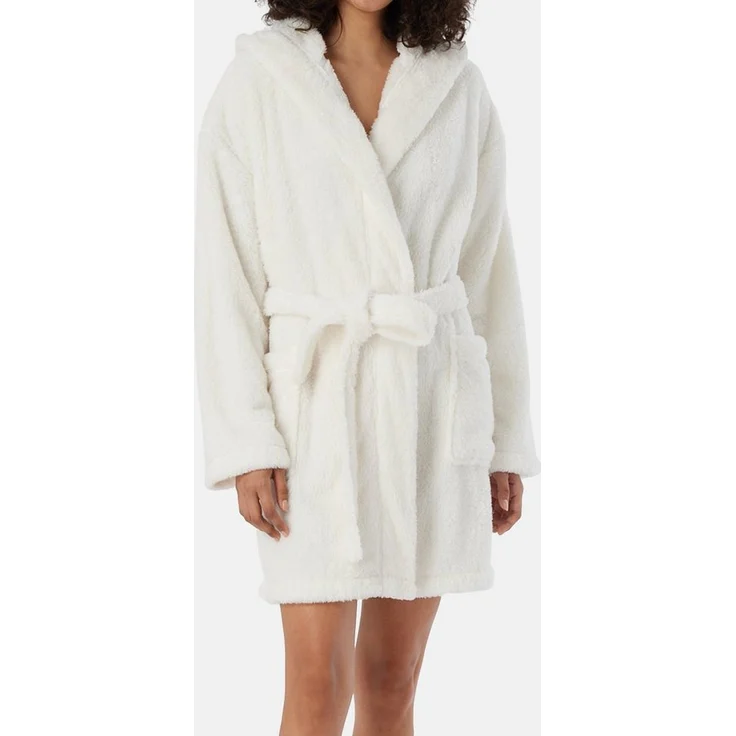 Schiesser Bademantel Teddy Fleece, Synthetik, Comfort Fit, 90 cm Länge - Damen, grau – Bild 1